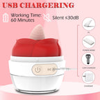 Rose Tongue Vibrator — Clitoral, Vaginal & Nipple Stimulation, Quiet <30dB, USB Rechargeable