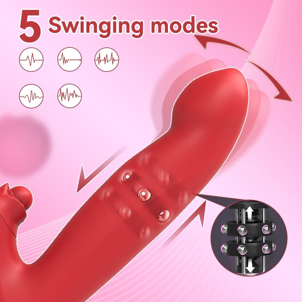 Rabbit Vibrator for Women — Dual Motor, 10 Vibration & 5 Swing Modes, G-Spot & Clitoral Stimulation, USB Magnetic Charging