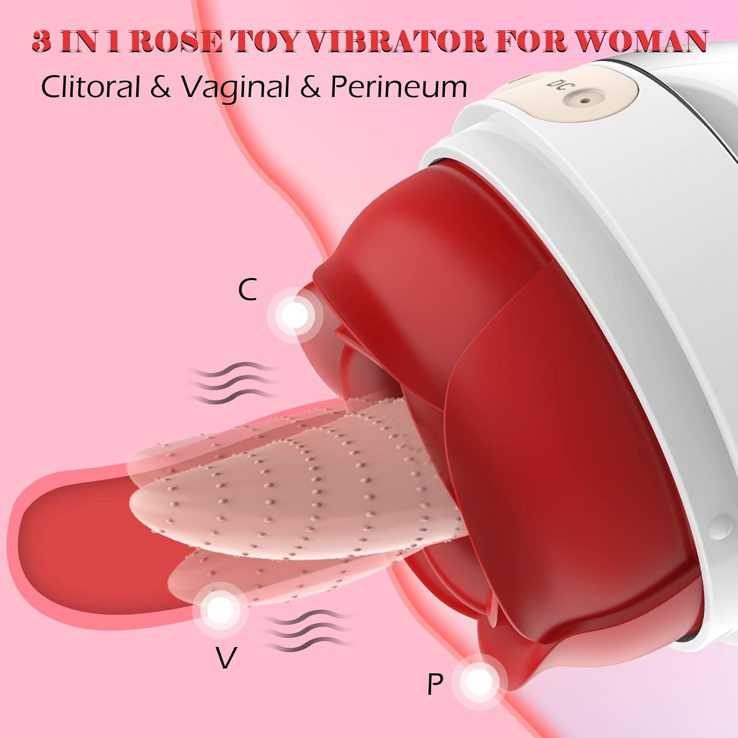 Rose Tongue Vibrator — Clitoral, Vaginal & Nipple Stimulation, Quiet <30dB, USB Rechargeable