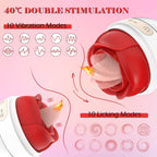 Rose Tongue Vibrator — Clitoral, Vaginal & Nipple Stimulation, Quiet <30dB, USB Rechargeable