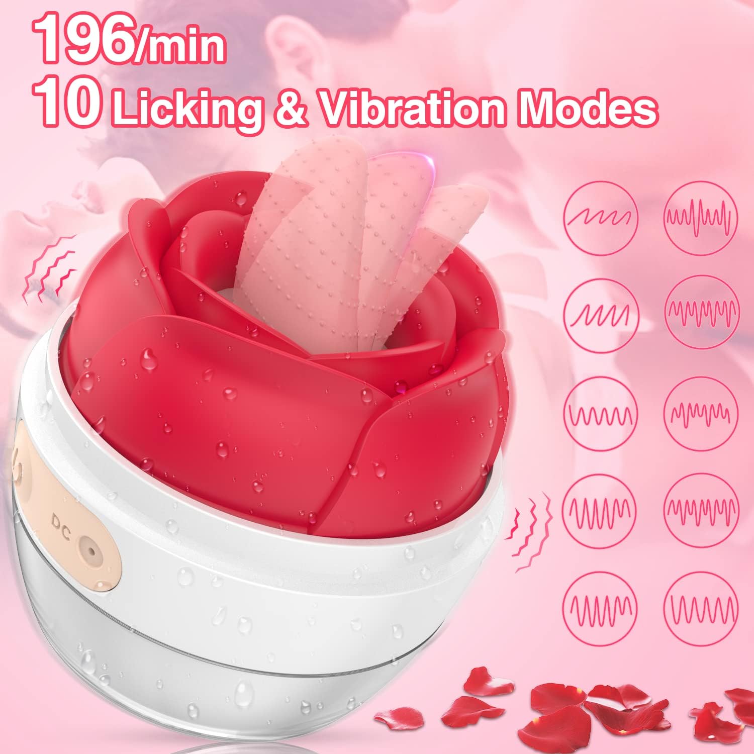 Rose Tongue Vibrator — Clitoral, Vaginal & Nipple Stimulation, Quiet <30dB, USB Rechargeable