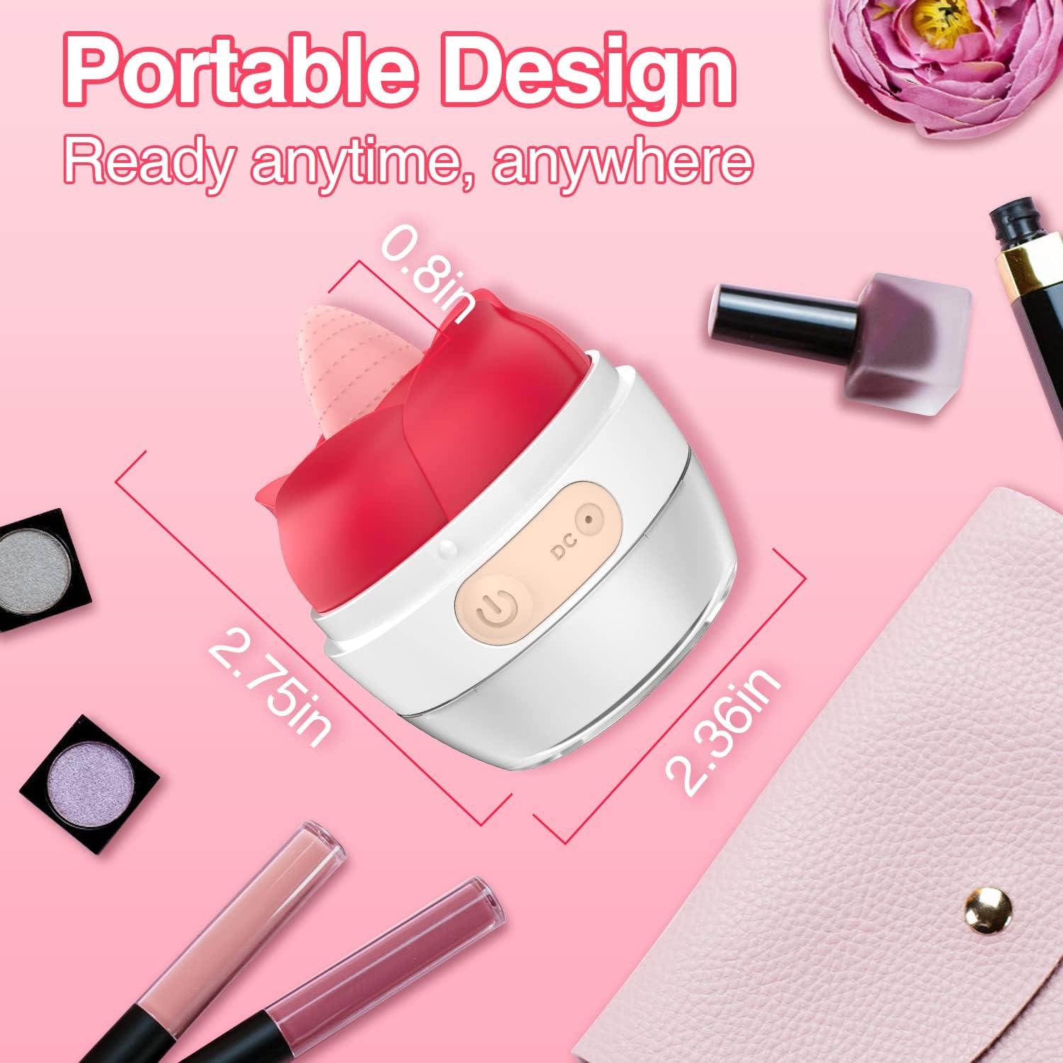 Rose Tongue Vibrator — Clitoral, Vaginal & Nipple Stimulation, Quiet <30dB, USB Rechargeable