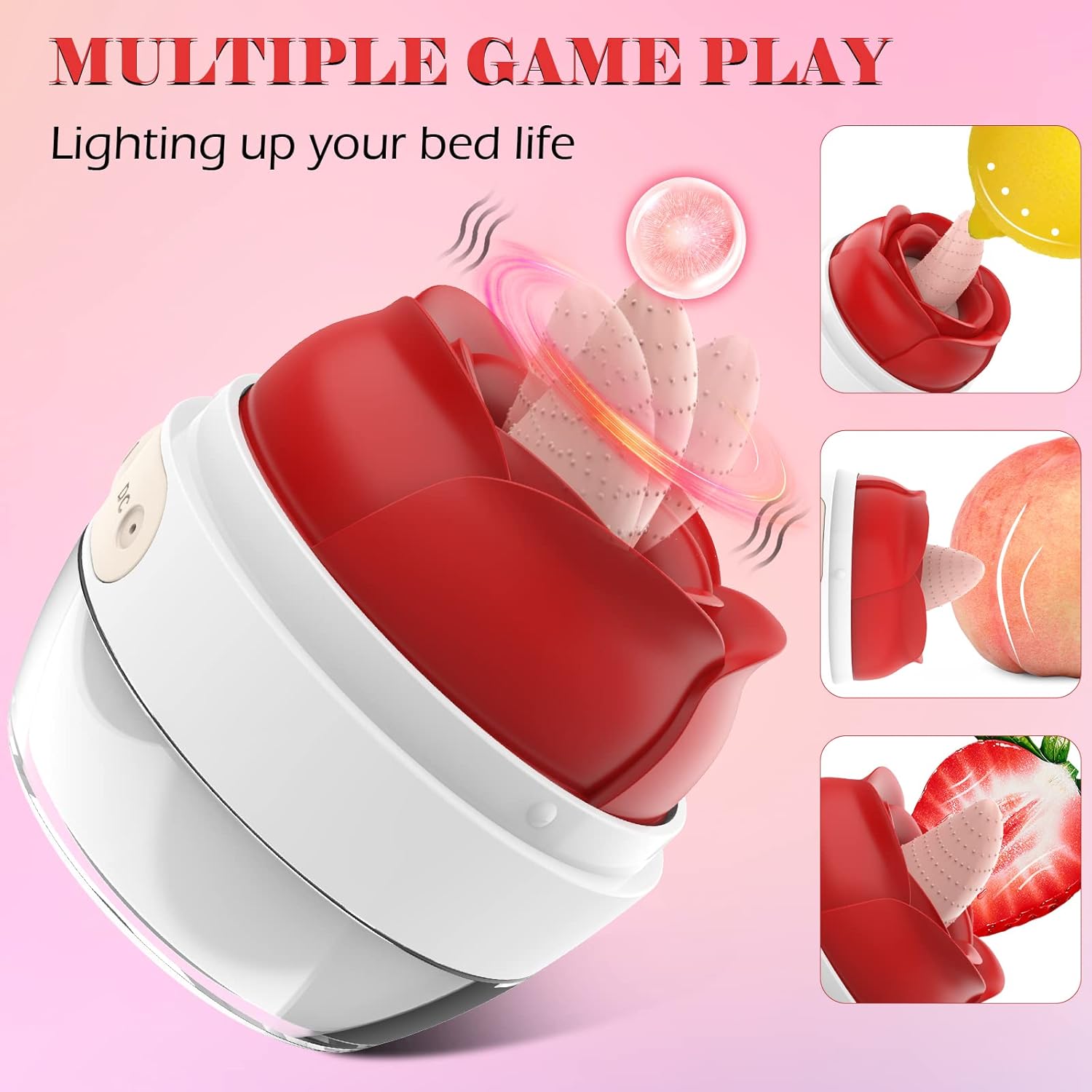 Rose Tongue Vibrator — Clitoral, Vaginal & Nipple Stimulation, Quiet <30dB, USB Rechargeable