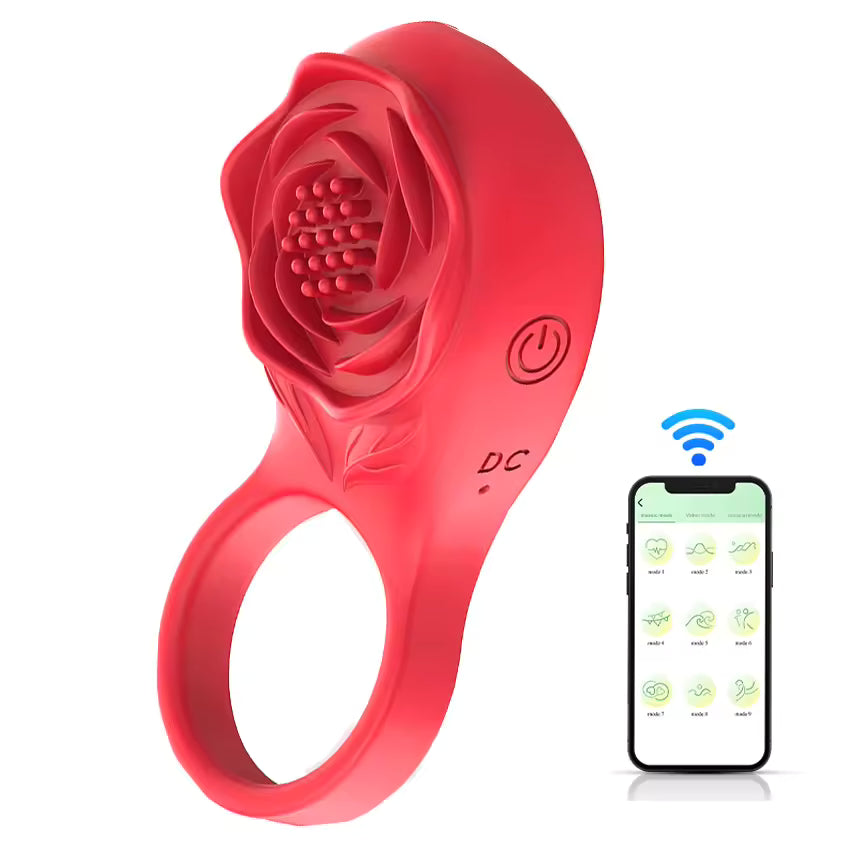 APP-Controlled Vibrating Cock Ring – 9 Vibration Modes, Wireless Remote, Waterproof IPX6 | Couples Pleasure Ring
