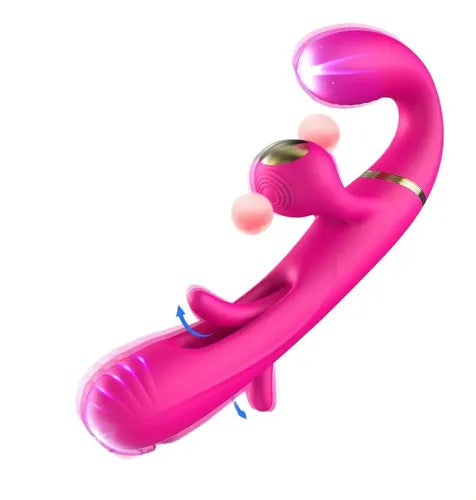 Triple Stimulation Rabbit Vibrator — G-Spot & Clitoral, 9 Rubbing + 10 Flapping + 10 Vibrating Modes