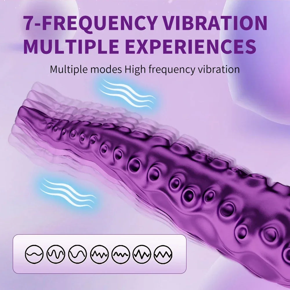 Tentacle Fantasy Vibrator — 9 Vibration Modes, 360° Rotation, Dual Motor, Magnetic Charging, Waterproof