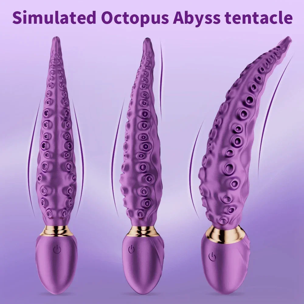 Tentacle Fantasy Vibrator — 9 Vibration Modes, 360° Rotation, Dual Motor, Magnetic Charging, Waterproof