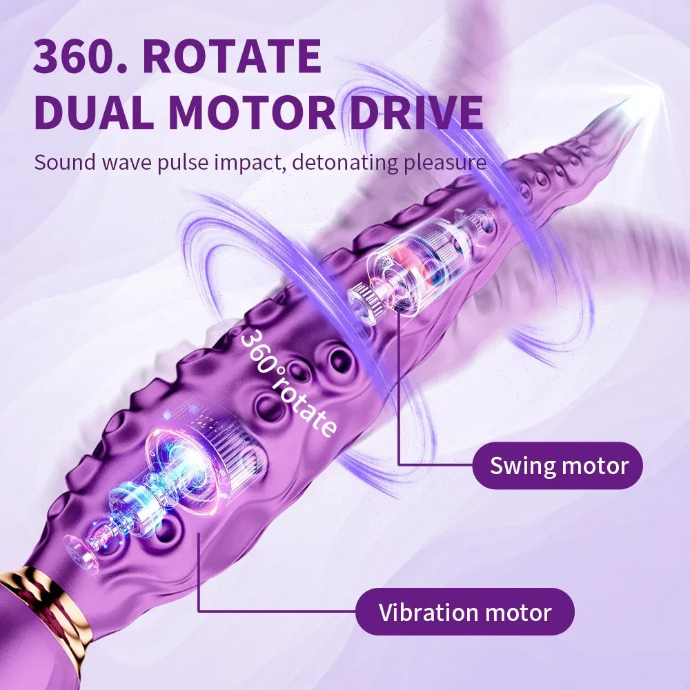 Tentacle Fantasy Vibrator — 9 Vibration Modes, 360° Rotation, Dual Motor, Magnetic Charging, Waterproof