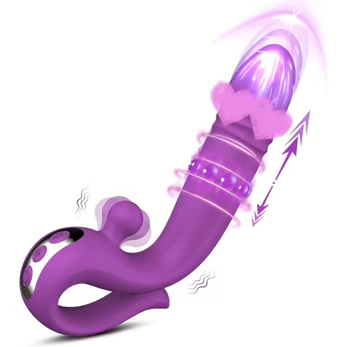 Telescopic G-Spot Vibrator — 10 Thrust Functions, Dual Clitoral Stimulation, USB Rechargeable