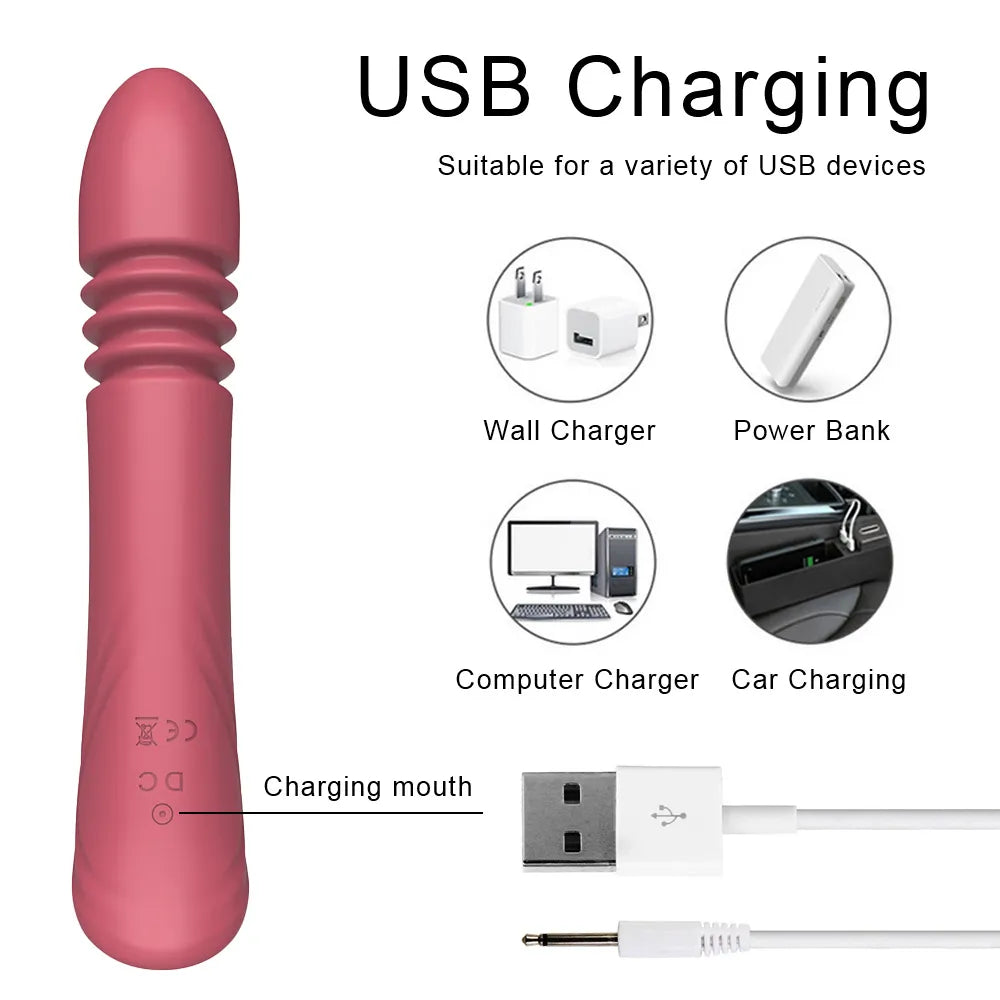 Telescopic G-Spot Vibrator — 3 Thrusting Modes, 10 Vibration Patterns, Clitoral Stimulator